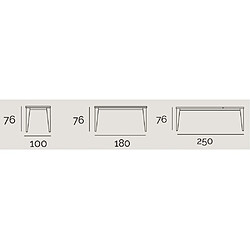 Inside 75 Table repas extensible GEO 10 couverts 180/250x100cm pieds chêne plateau céramique blanc