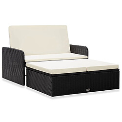 vidaXL Salon de jardin 2 pcs avec coussins Résine tressée Noir