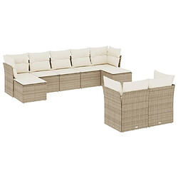 Maison Chic Salon de jardin avec coussins 9 pcs | Ensemble de Table et chaises | Mobilier d'Extérieur beige résine tressée -GKD12664