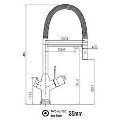 VIZIO Robinet de cuisine 4 Voies chromé bec noir orientable, douche 2 jets détachable