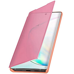 Avizar Housse Samsung Galaxy Note 10 Clapet translucide Support Vidéo rose gold pas cher