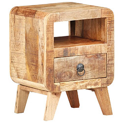 Maison Chic Table de chevet, Table de Nuit, Table de Basse 30x30x41 cm Bois de manguier brut