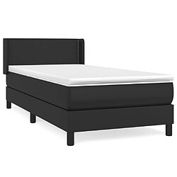 vidaXL Sommier à lattes de lit avec matelas Noir 90x190 cm Similicuir