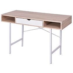 Maison Chic Bureau solide,Table de travail,Bureau d'ordinateur avec 1 compartiment Chêne et blanc -GKD91735