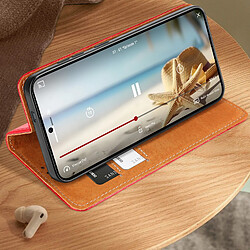 Avis Avizar Housse Portefeuille pour Samsung Galaxy S24 Cuir Véritable Rouge