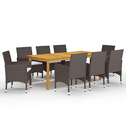 Maison Chic Ensemble de salle à manger de jardin 9 pcs,Table et chaises d'extérieur Marron -GKD631793