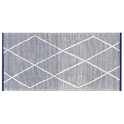 Beliani Tapis en coton bleu et blanc 80 x 150 cm SYNOPA