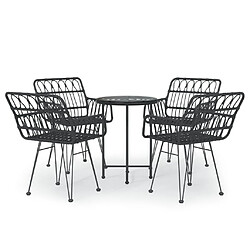 Maison Chic Mobilier à dîner 5 pcs de jardin - Ensemble table et chaises d'extérieur - Salon/Mobilier de jardin classique Noir Résine tressée -MN45875