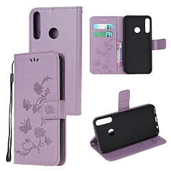 Etui en PU fleur de papillon violet clair pour votre Huawei P40 Lite E