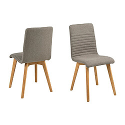 Mes Lot de 2 chaises repas 42x43x90 cm en tissu gris clair et pieds chêne