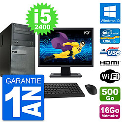 PC Tour Dell 390 MT Ecran 19" i5-2400 RAM 16Go Disque 500Go HDMI Windows 10 Wifi - Occasion