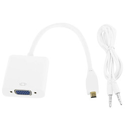 Wewoo Câble blanc Full HD 1080P Micro HDMI mâle à VGA femelle adaptateur vidéo avec audio, longueur: 22cm pas cher