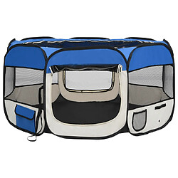 Acheter Helloshop26 Parc pliable pour chien avec sac de transport 125 x 125 x 61 cm bleu 02_0001725