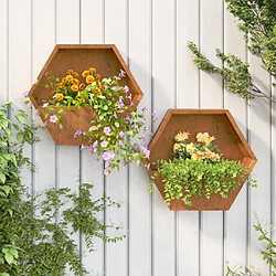 Maison Chic Jardinière,Bac à fleurs - pot de fleurs murales 2 pcs Rouillé Acier corten 46x10x40 cm -GKD23776