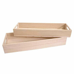 Artemio Set de 2 plateaux rectangulaires en bois - 40 x 15 x 6 cm + 37 x 12 x 5 cm