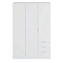 Dansmamaison Armoire 3 portes 3 tiroirs Blanc - TAKAROS