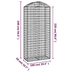 Acheter vidaXL Panier de gabions arqué 100x50x220/240 cm Fer galvanisé