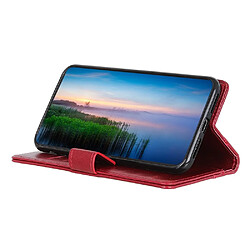 Etui en PU texture nappa, anti-écaillage avec support pour votre Motorola Moto E22i 4G/E22 4G - rouge vin