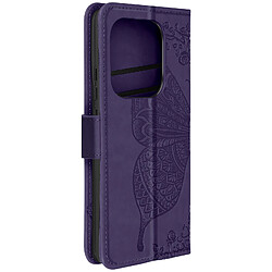 Avizar Étui Papillon Mandala pour Redmi Note 13 Pro Portefeuille Dragonne Violet Foncé