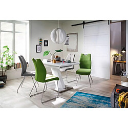 Pegane Table extensible design coloris blanc brillant - L.120-160 x H.76 x P.80 cm pas cher