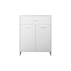 ML DESIGN MODERN LIVING Commode buffet salle de bain 1 tiroir 2 portes 2 étagères blanc en MDF mélamine