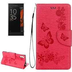 Wewoo Housse Étui rouge pour Sony Xperia XZ Power Butterflies gaufrage en cuir flip horizontale avec support et Slots de cartes Portefeuille & Longe