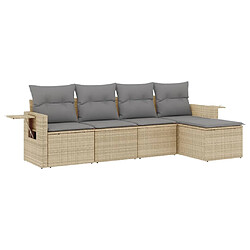 vidaXL Salon de jardin avec coussins 5 pcs beige résine tressée