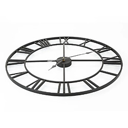 Universal Horloge murale en métal nordique 40 chiffres romains Vintage Fer Visage rond Or Noir Grande horloge de jardin extérieure Décoration de la maison | Horloge murale