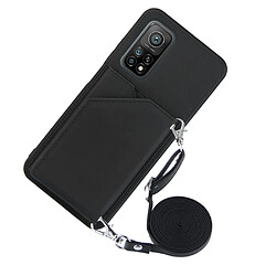 Coque en TPU + PU Peau caoutchoutée avec support et porte-cartes noir pour votre Xiaomi Mi 10T 5G/10T Pro 5G