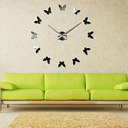 Acheter Wewoo Horloges DIY argent Chambre Décoration de la maison sans cadre en forme de papillon grand bricolage Wall Sticker Mute horloge, taille: 100 * 100 cm