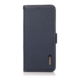 Etui en cuir véritable Fonction de blocage RFID, texture litchi avec support, bleu pour votre Xiaomi Redmi Note 11 Pro 5G (Qualcomm)/Note 11 Pro 4G (MediaTek)