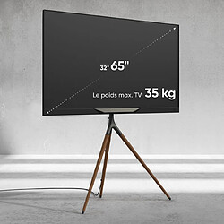 ONKRON Trepied TV Bois Intérieur pour 32 - 65 Pouces TV, Support TV sur Pied Poids jusqu'à 35 kg - Pied TV Universel Hauteur Réglable VESA 100x100 - VESA 400x400/Trepied TV Pivotant TS1220-B Noir