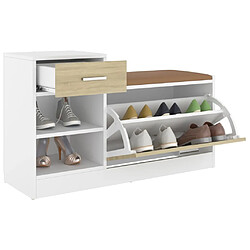 Maison Chic Banc à chaussures | Meuble de rangement à chaussures Meuble d'Entrée Chêne et blanc Sonoma 94,5x31x57 cm Aggloméré -MN20290 pas cher