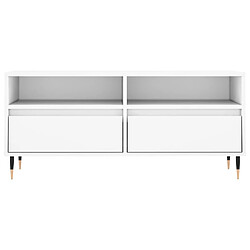 Maison Chic Meuble TV scandinave - Banc TV pour salon blanc 100x34,5x44,5 cm bois d'ingénierie -MN51714 pas cher