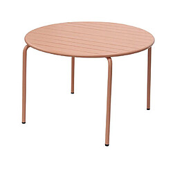 Avis Mes Ensemble table jardin 110 cm + 4 fauteuils en métal terracotta - BACA