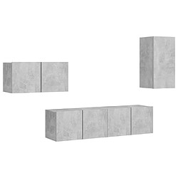 vidaXL Ensemble de meubles TV 4 pcs Gris béton Bois d'ingénierie