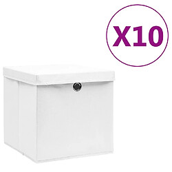 Maison Chic Lot de 10 Boîtes de rangement,Boîtes de stockage avec couvercles 28x28x28 cm Blanc -MN781493