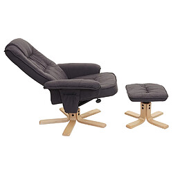 Acheter Mendler Fauteuil de télé M56, fauteuil de relaxation avec tabouret, tissu ~ gris foncé