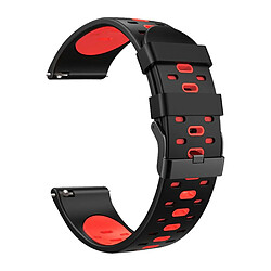 Bracelet en silicone 22mm, 3 rangées de trous, bicolore, noir/rouge pour votre Samsung Galaxy Watch3 45mm/Galaxy Watch 46mm/Gear S3 Frontier/Gear S3 Classic