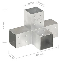 vidaXL Connecteur de poteau Forme en X Métal galvanisé 81x81 mm pas cher