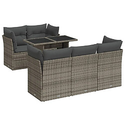 vidaXL Salon de jardin 6 pcs avec coussins gris résine tressée