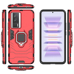 Htdmobiles Coque pour Xiaomi Poco F5 Pro 5G / Redmi K60 / K60 Pro - housse etui rigide anti choc + verre trempe - ROUGE