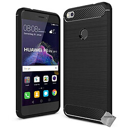 Htdmobiles Coque silicone gel carbone pour Huawei P8 Lite (2017) + film ecran - NOIR