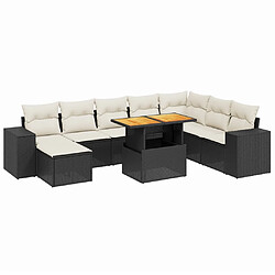 Maison Chic Ensemble Tables et chaises d'extérieur 9 pcs avec coussins,Salon de jardin noir résine tressée -GKD554968