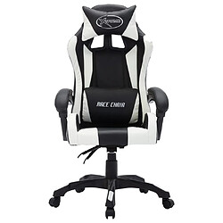 Acheter Helloshop26 Chaise fauteuil siège pivotante de bureau informatique étude de jeux vidéo avec LED RVB et similicuir blanc 02_0024197