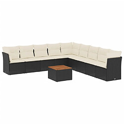 Maison Chic Salon de jardin 10 pcs avec coussins, Ensemble Tables et chaises d'extérieur noir résine tressée -GKD827753