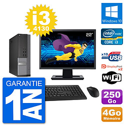 PC Dell 7020 SFF Ecran 22" Intel i3-4130 RAM 4Go Disque 250Go Windows 10 Wifi - Occasion