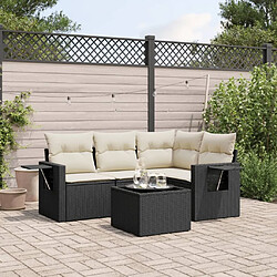 Maison Chic Ensemble de 5 Tables et chaises d'extérieur avec coussins,Salon de jardin noir résine tressée -GKD716892