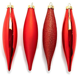 Heitmann Deco Ornament Olive - Behang Set aus Glas - 4 teilig - Christbaumschmuck - Rot- Gold - Weihnachtsdekoration