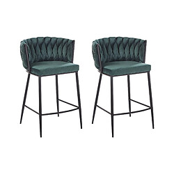 Beliani Tabouret de bar Set de 2 Vert foncé MILAN